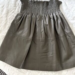 Munthe Sandila Army Green Leather Mini Skirt - Size 38 (6)